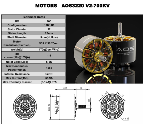 トロ AOS Supernova 3220-700KV | AOS RC
